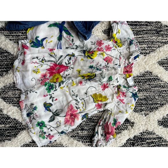 Old Navy Floral and Denim Shirt baby girl size 3-6mo bundle - Picture 2 of 4